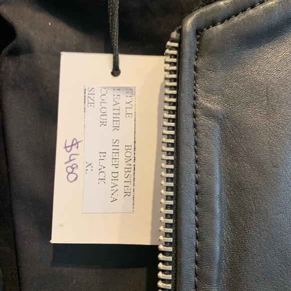 Made in France Serge Pariente Black Leather Flight Varsity Bomber Moto Jacket - Picture 4 of 9